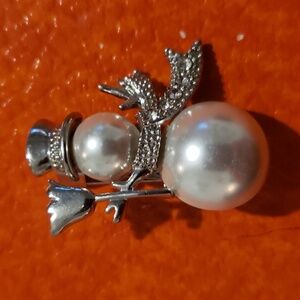 Brighton Silver Tone Metal Snowman Brooch/ Pin